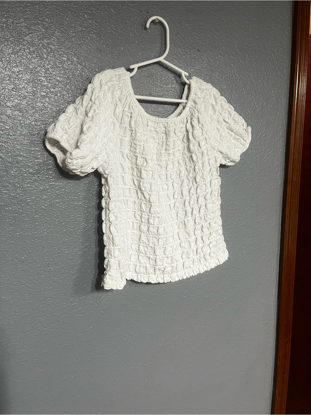 Zara kids White Textured Puff-Sleeve Blouse